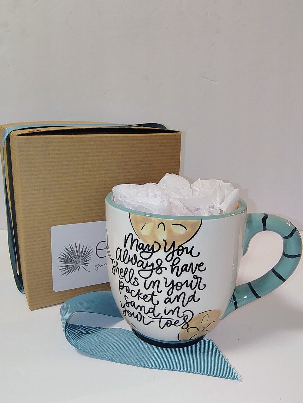 Glory Haus 'Seashells In Your Pocket' Ceramic Hand-painted Coastal Mug 16 Oz.